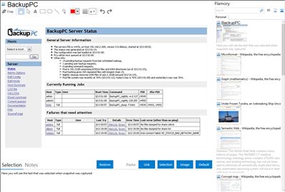BackupPC - Flamory bookmarks and screenshots