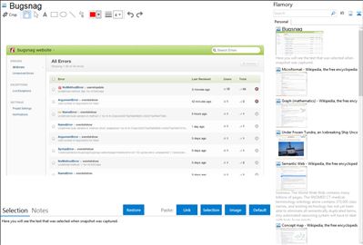 Bugsnag - Flamory bookmarks and screenshots