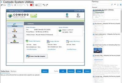 Comodo System Utilities - Flamory bookmarks and screenshots