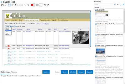 DaDaBIK - Flamory bookmarks and screenshots