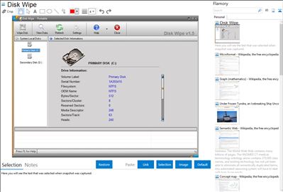 Disk Wipe - Flamory bookmarks and screenshots