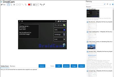 DroidCam - Flamory bookmarks and screenshots