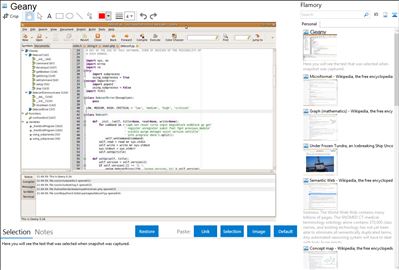 Geany - Flamory bookmarks and screenshots