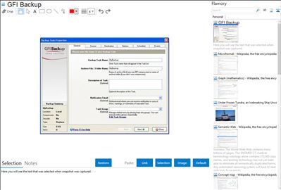 GFI Backup - Flamory bookmarks and screenshots