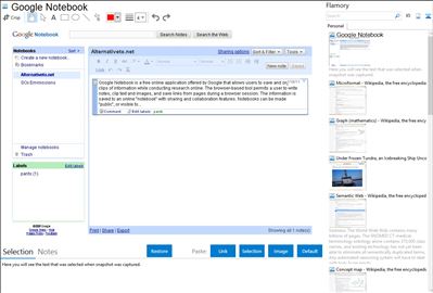 Google Notebook - Flamory bookmarks and screenshots