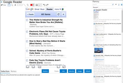 Google Reader - Flamory bookmarks and screenshots