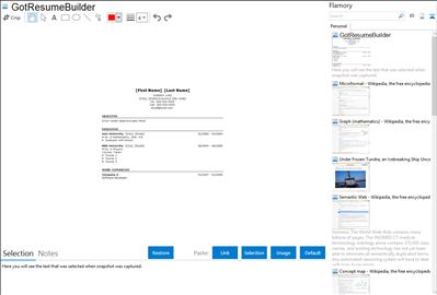 GotResumeBuilder - Flamory bookmarks and screenshots