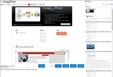 iWeb2Print - Flamory bookmarks and screenshots