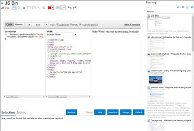 JS Bin - Flamory bookmarks and screenshots