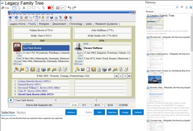 Legacy Family Tree - Flamory bookmarks and screenshots