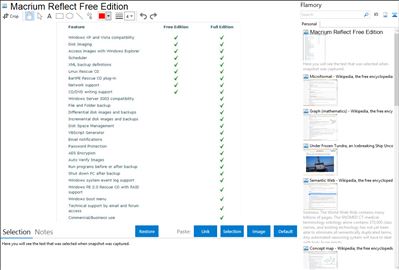 Macrium Reflect Free Edition - Flamory bookmarks and screenshots
