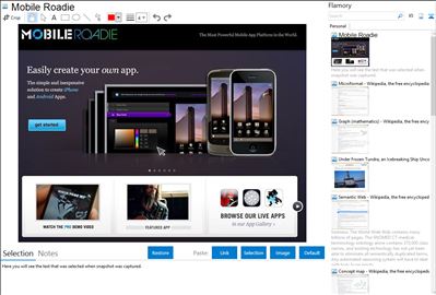 Mobile Roadie - Flamory bookmarks and screenshots