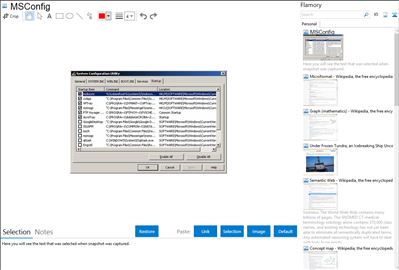 MSConfig - Flamory bookmarks and screenshots