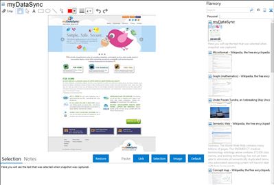 myDataSync - Flamory bookmarks and screenshots