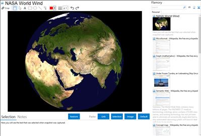 NASA World Wind - Flamory bookmarks and screenshots
