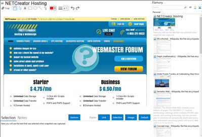 NETCreator Hosting - Flamory bookmarks and screenshots