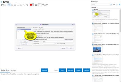 NVU - Flamory bookmarks and screenshots