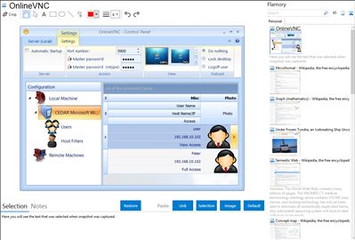 OnlineVNC - Flamory bookmarks and screenshots