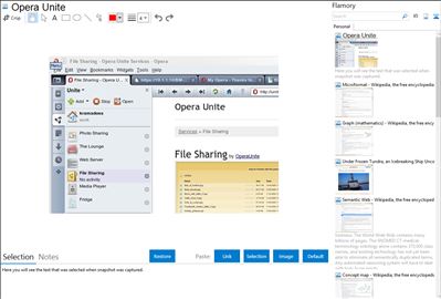 Opera Unite - Flamory bookmarks and screenshots