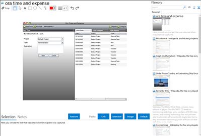 ora time and expense - Flamory bookmarks and screenshots