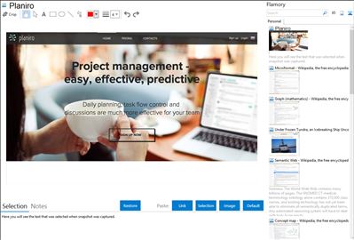 Planiro - Flamory bookmarks and screenshots