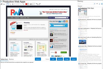 Productive Web Apps - Flamory bookmarks and screenshots
