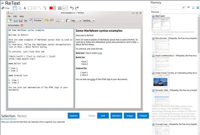 ReText - Flamory bookmarks and screenshots