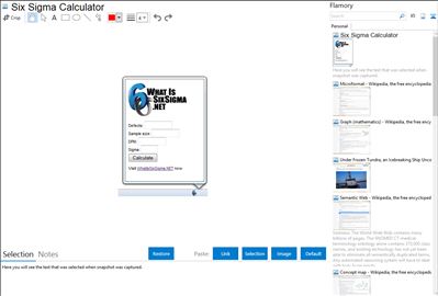 Six Sigma Calculator - Flamory bookmarks and screenshots