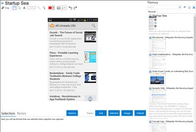 Startup Sea - Flamory bookmarks and screenshots