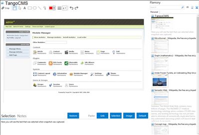 TangoCMS - Flamory bookmarks and screenshots