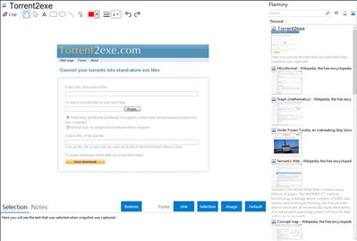 Torrent2exe - Flamory bookmarks and screenshots