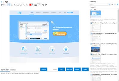 Tzip - Flamory bookmarks and screenshots