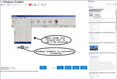Windows Enabler - Flamory bookmarks and screenshots