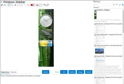Windows Sidebar - Flamory bookmarks and screenshots