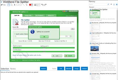 WinMend File Splitter - Flamory bookmarks and screenshots