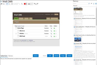 Wolf CMS - Flamory bookmarks and screenshots
