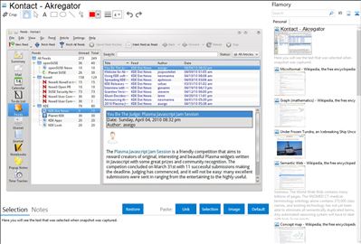 Kontact - Akregator - Flamory bookmarks and screenshots