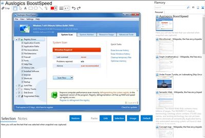 Auslogics BoostSpeed - Flamory bookmarks and screenshots