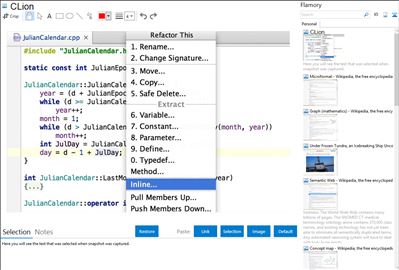 CLion - Flamory bookmarks and screenshots