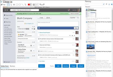 Close.io - Flamory bookmarks and screenshots