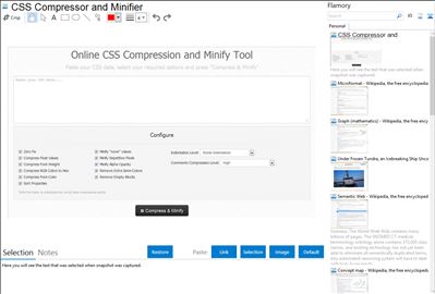 CSS Compressor and Minifier - Flamory bookmarks and screenshots