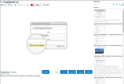 Customer.io - Flamory bookmarks and screenshots