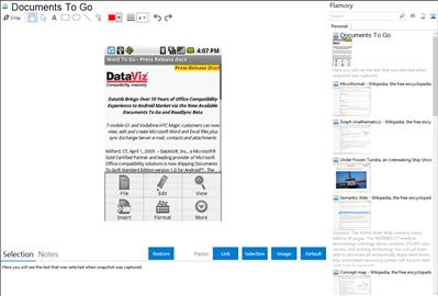 Documents To Go - Flamory bookmarks and screenshots