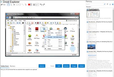 Droid Explorer - Flamory bookmarks and screenshots