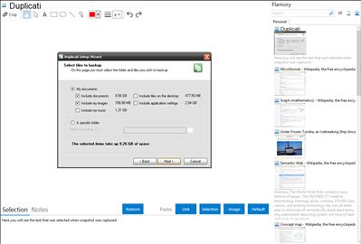 Duplicati - Flamory bookmarks and screenshots