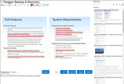 Paragon Backup & Recovery - Flamory bookmarks and screenshots