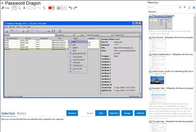 Password Dragon - Flamory bookmarks and screenshots