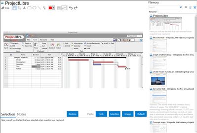 ProjectLibre - Flamory bookmarks and screenshots