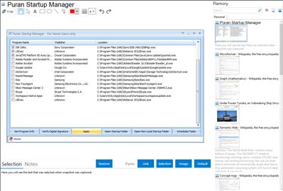 Puran Startup Manager - Flamory bookmarks and screenshots