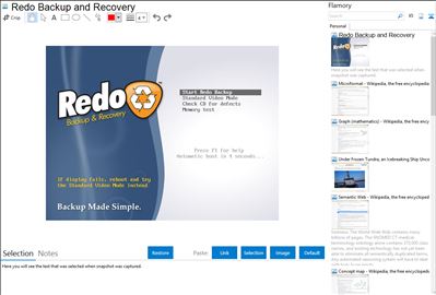 Redo Backup and Recovery - Flamory bookmarks and screenshots